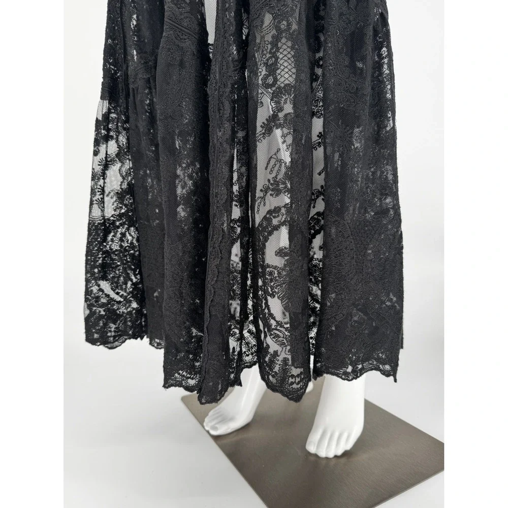 Double D Ranch Montoya Black Lace Maxi Dress Western Boho Women Medium RARE VTG - Picture 6 of 9